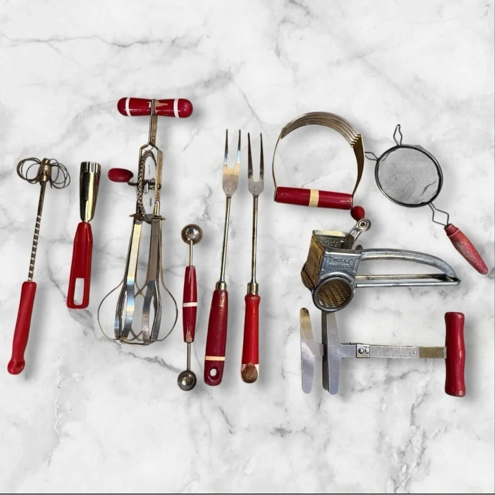Vintage Set of 10 Kitchen Tools - Foley, Ekco, A&J, Mouli